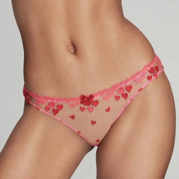 AGENT PROVOCATEUR Cupid Mesh Heart Panties 3 S 6 $120 - Picture 1 of 6